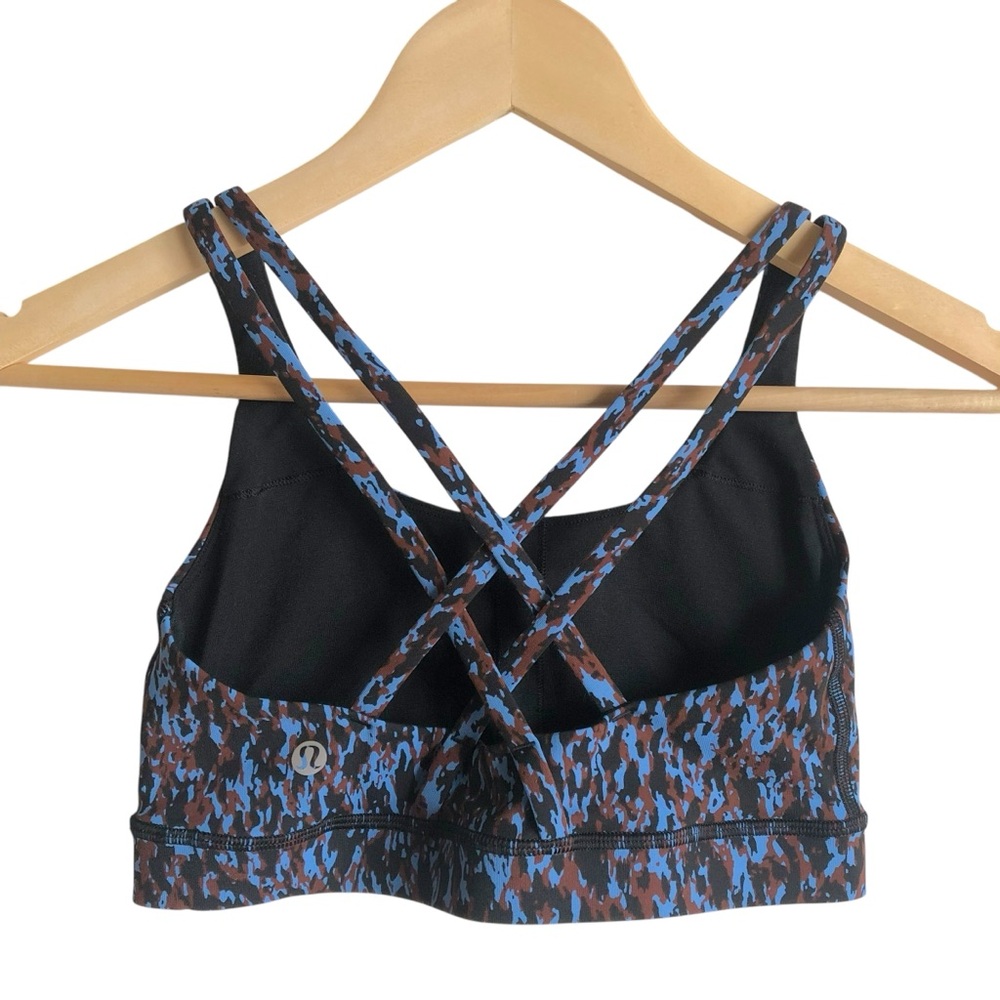 Lululemon Energy Bra *Medium Support Size 4 B–D Cups Leopard Camo Blue N… - Picture 4 of 6